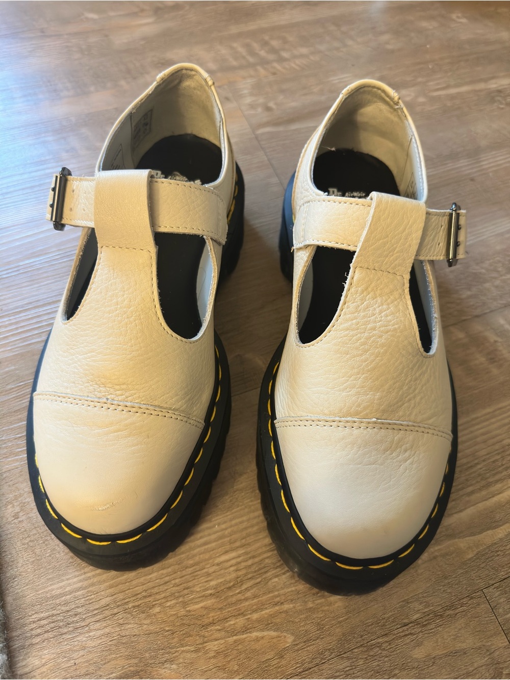 Dr. Martens Cream T‑Bar Platform Mary Jane Shoes